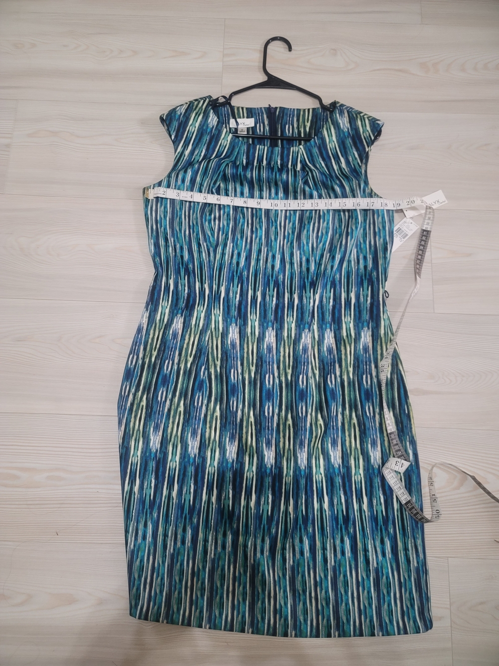 Alyx Blue-Green Patterned Cap Sleeve Midi Dress